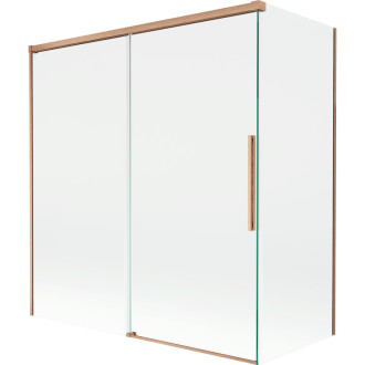 Mexen Rox 2-křídlá posuvná vanová zástěna 150 + 70 x 150 cm, průhledná, kartáčovaná měď - 8C9-150-070-65-00