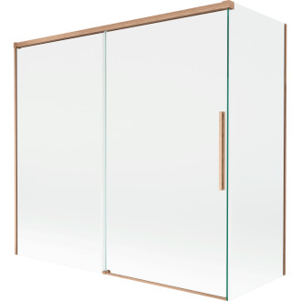 Dvoudílná posuvná vanová zástěna Mexen Rox 170 + 70 x 150 cm, průhledná, kartáčovaná měď - 8C9-170-070-65-00