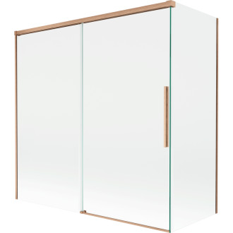 Mexen Rox 2-křídlá posuvná vanová zástěna 160 + 75 x 150 cm, průhledná, kartáčovaná měď - 8C9-160-075-65-00