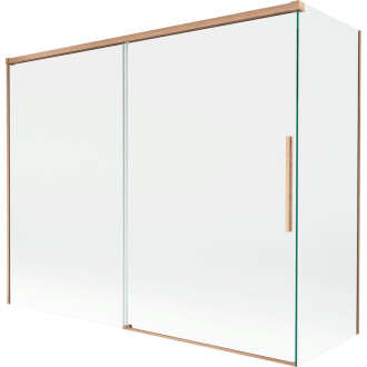 Mexen Rox 2-křídlá posuvná vanová zástěna 190 + 80 x 150 cm, průhledná, kartáčovaná měď - 8C9-190-080-65-00