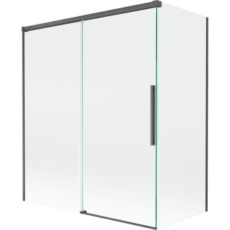 Mexen Rox 2-křídlá posuvná vanová zástěna 140 + 70 x 150 cm, průhledná, kartáčovaná pistolově šedá - 8C9-140-070-66-00