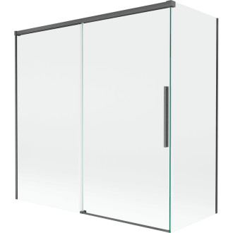 Mexen Rox 2dílná posuvná vanová zástěna 160 + 80 x 150 cm, průhledná, kartáčovaná pistole gray - 8C9-160-080-66-00