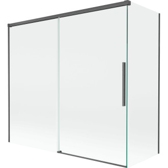 Mexen Rox 2-křídlá posuvná vanová zástěna 170 + 80 x 150 cm, průhledná, kartáčovaná pistolově šedá - 8C9-170-080-66-00