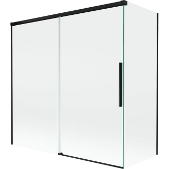 Mexen Rox 2dílná posuvná vanová zástěna 160 + 75 x 150 cm, průhledná, černá - 8C9-160-075-70-00