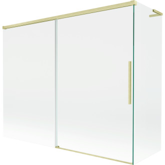 Mexen Rox L 2dílná posuvná vanová zástěna 190 + 90 x 150 cm, průhledná, kartáčované zlato - 8C9L-190-090-55-00