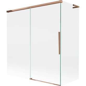 Mexen Rox L 2dílná posuvná vanová zástěna 150 + 70 x 150 cm, průhledná, růžové zlato - 8C9L-150-070-60-00