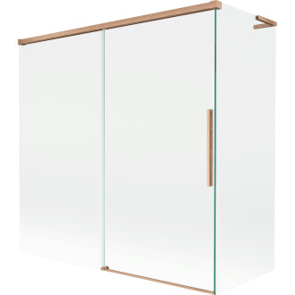 Mexen Rox L 2dílná posuvná vanová zástěna 160 + 75 x 150 cm, průhledná, kartáčovaná měď - 8C9L-160-075-65-00