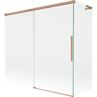 Mexen Rox L 2dílná posuvná vanová zástěna 170 + 75 x 150 cm, průhledná, kartáčovaná měď - 8C9L-170-075-65-00