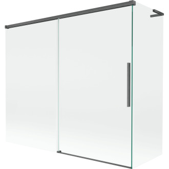 Mexen Rox L 2dílná posuvná vanová zástěna 180 + 90 x 150 cm, průhledná, kartáčovaná pistolově šedá - 8C9L-180-090-66-00