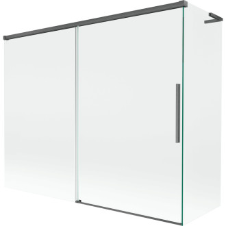 Mexen Rox L 2dílná posuvná vanová zástěna 190 + 90 x 150 cm, průhledná, kartáčovaná pistolově šedá - 8C9L-190-090-66-00