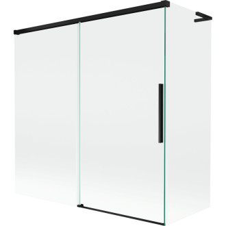 Mexen Rox L 2dílná posuvná vanová zástěna 160 + 70 x 150 cm, průhledná, černá - 8C9L-160-070-70-00