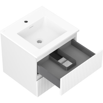 Koupelnová skříňka Mexen Rivel 50 cm s umyvadlem Otis, 2 zásuvky, drážkovaná, matná bílá - 91A20-05047-2-BFF01-W18M01