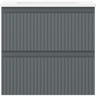 Koupelnová skříňka Mexen Rivel 50 cm s umyvadlem Otis, 2 zásuvky, drážkovaná, grafit matný/bílá matná - 91A20-05047-2-BFF66-W18M01