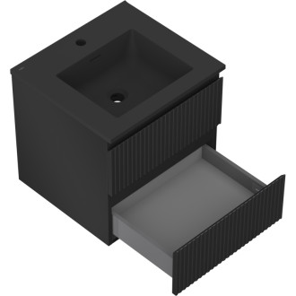 Koupelnová skříňka Mexen Rivel 50 cm s umyvadlem Otis, 2 zásuvky, drážkovaná, matná černá - 91A20-05047-2-BFF71-W18M71