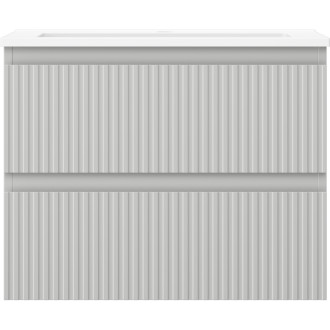 Koupelnová skříňka Mexen Rivel 60 cm s umyvadlem Otis, 2 zásuvky, drážkovaná, matně šedá/matně bílá - 91A20-06047-2-BFF62-W18M01