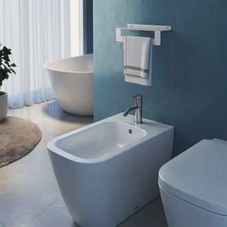 CLEO polička s držákem ručníků 300mm, bílá mat