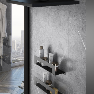 CLEO polička s držákem ručníků 500mm, černá mat