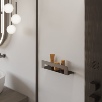 CLEO polička s držákem ručníků 300mm, gun metal