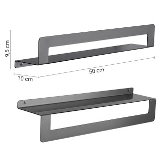CLEO polička s držákem ručníků 500mm, gun metal