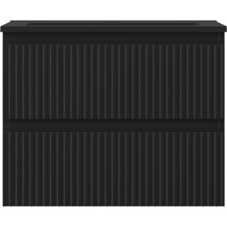 Mexen Rivel szafka łazienkowa 60 cm z umywalką Otis, 2 szuflady, ryflowana , czarna mat - 91A20-06047-2-BFF71-W18M71