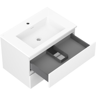 Koupelnová skříňka Mexen Rivel 70 cm s umyvadlem Otis, 2 zásuvky, drážkovaná, matná bílá - 91A20-07047-2-BFF01-W18M01