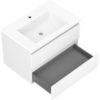 Koupelnová skříňka Mexen Rivel 70 cm s umyvadlem Otis, 2 zásuvky, drážkovaná, matná bílá - 91A20-07047-2-BFF01-W18M01