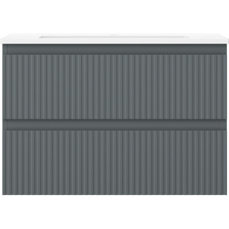 Koupelnová skříňka Mexen Rivel 70 cm s umyvadlem Otis, 2 zásuvky, drážkovaná, grafit matný/bílá matná - 91A20-07047-2-BFF66-W18M0