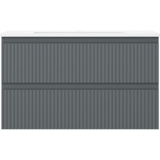 Koupelnová skříňka Mexen Rivel 80 cm s umyvadlem Otis, 2 zásuvky, drážkovaná, grafit matný/bílá matná - 91A20-08047-2-BFF66-W18M0