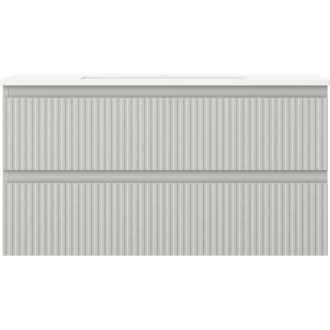 Koupelnová skříňka Mexen Rivel 90 cm s umyvadlem Otis, 2 zásuvky, drážkovaná, matně šedá/matně bílá - 91A20-09047-2-BFF62-W18M01