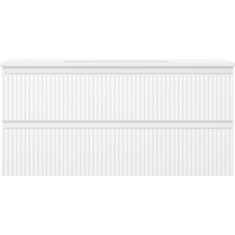 Koupelnová skříňka Mexen Rivel 100 cm s umyvadlem Otis, 2 zásuvky, drážkovaná, matná bílá - 91A20-10047-2-BFF01-W18M01