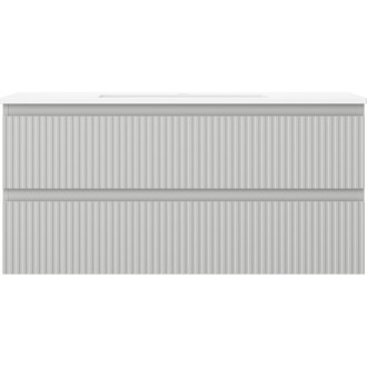 Koupelnová skříňka Mexen Rivel 100 cm s umyvadlem Otis, 2 zásuvky, drážkovaná, matně šedá/matně bílá - 91A20-10047-2-BFF62-W18M01