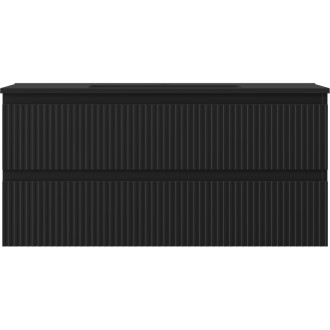 Mexen Rivel szafka łazienkowa 100 cm z umywalką Otis, 2 szuflady, ryflowana , czarna mat - 91A20-10047-2-BFF71-W18M71