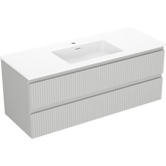 Mexen Rivel szafka łazienkowa 120 cm z umywalką Otis, 2 szuflady, ryflowana , szara mat/biała mat - 91A20-12047-2-BFF62-W18M0