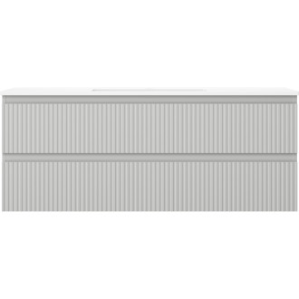 Mexen Rivel szafka łazienkowa 120 cm z umywalką Otis, 2 szuflady, ryflowana , szara mat/biała mat - 91A20-12047-2-BFF62-W18M0