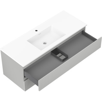 Mexen Rivel szafka łazienkowa 120 cm z umywalką Otis, 2 szuflady, ryflowana , szara mat/biała mat - 91A20-12047-2-BFF62-W18M0
