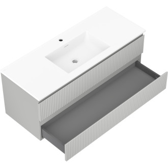 Mexen Rivel szafka łazienkowa 120 cm z umywalką Otis, 2 szuflady, ryflowana , szara mat/biała mat - 91A20-12047-2-BFF62-W18M0