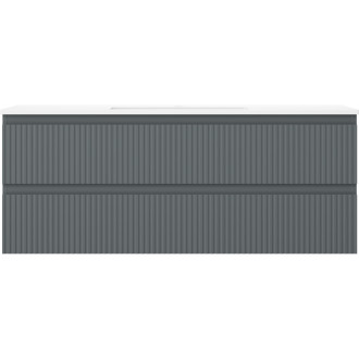Mexen Rivel szafka łazienkowa 120 cm z umywalką Otis, 2 szuflady, ryflowana , grafit mat/biała mat - 91A20-12047-2-BFF66-W18M