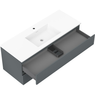 Mexen Rivel szafka łazienkowa 120 cm z umywalką Otis, 2 szuflady, ryflowana , grafit mat/biała mat - 91A20-12047-2-BFF66-W18M