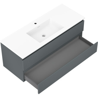 Mexen Rivel szafka łazienkowa 120 cm z umywalką Otis, 2 szuflady, ryflowana , grafit mat/biała mat - 91A20-12047-2-BFF66-W18M