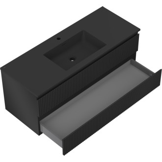 Mexen Rivel szafka łazienkowa 120 cm z umywalką Otis, 2 szuflady, ryflowana , czarna mat - 91A20-12047-2-BFF71-W18M71