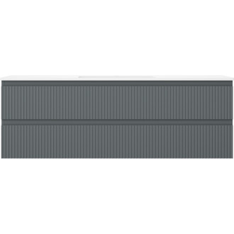 Mexen Rivel szafka łazienkowa 140 cm z umywalką Otis, 2 szuflady, ryflowana , grafit mat/biała mat - 91A20-14047-2-BFF66-W18M