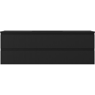 Mexen Rivel szafka łazienkowa 140 cm z umywalką Otis, 2 szuflady, ryflowana , czarna mat - 91A20-14047-2-BFF71-W18M71