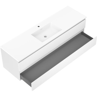 Koupelnová skříňka Mexen Rivel 160 cm s umyvadlem Otis, 2 zásuvky, drážkovaná, matná bílá - 91A20-16047-2-BFF01-W18M01