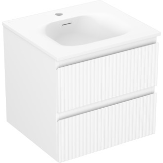 Koupelnová skříňka Mexen Rivel 50 cm s umyvadlem Vela, 2 zásuvky, drážkovaná, matná bílá - 91A20-05047-2-BFF01-W23M01