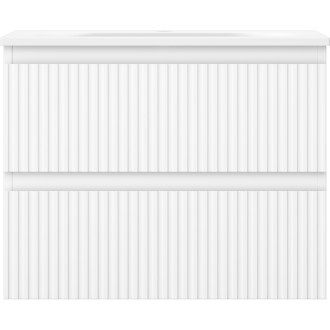 Koupelnová skříňka Mexen Rivel 60 cm s umyvadlem Vela, 2 zásuvky, drážkovaná, matná bílá - 91A20-06047-2-BFF01-W23M01