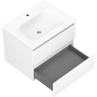 Koupelnová skříňka Mexen Rivel 60 cm s umyvadlem Vela, 2 zásuvky, drážkovaná, matná bílá - 91A20-06047-2-BFF01-W23M01