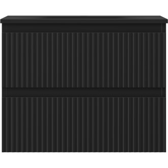 Mexen Rivel szafka łazienkowa 60 cm z umywalką Vela, 2 szuflady, ryflowana , czarna mat - 91A20-06047-2-BFF71-W23M71