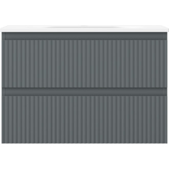 Koupelnová skříňka Mexen Rivel 70 cm s umyvadlem Vela, 2 zásuvky, drážkovaná, grafit matný/bílá matná - 91A20-07047-2-BFF66-W23M0