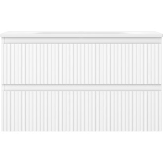 Koupelnová skříňka Mexen Rivel 80 cm s umyvadlem Vela, 2 zásuvky, drážkovaná, matná bílá - 91A20-08047-2-BFF01-W23M01