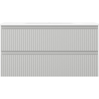 Koupelnová skříňka Mexen Rivel 90 cm s umyvadlem Vela, 2 zásuvky, drážkovaná, matně šedá/matně bílá - 91A20-09047-2-BFF62-W23M01